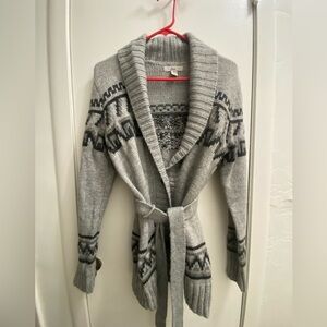 Bass Sweater Jacket with belt Size M Grey